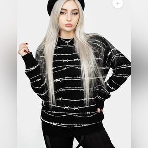 Disturbia Black And White Barbed Wire Knit Sweater Women’s Size Medium